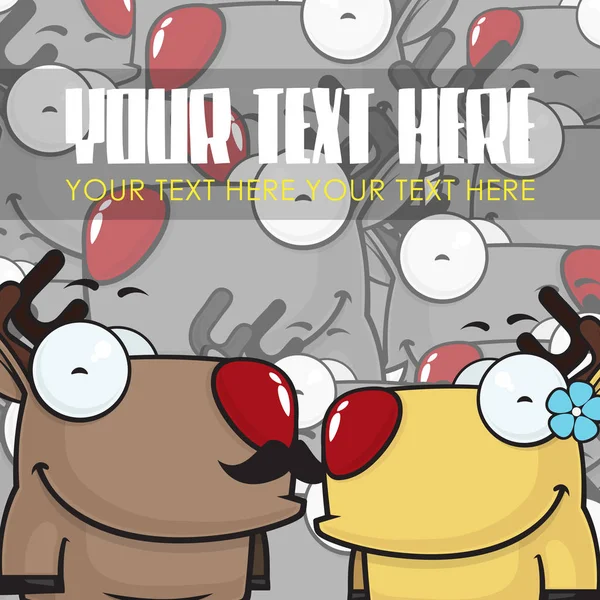 Романтична листівка з персонажами мультиплікаційних оленів . — стоковий вектор