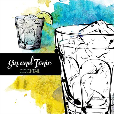 kokteyl el çekilmiş resmi. vektör toplama.