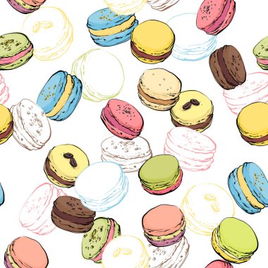 Macaroons dikişsiz desen. Vektör, çizim stili.