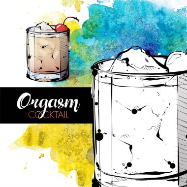 kokteyl el çekilmiş resmi. vektör toplama.