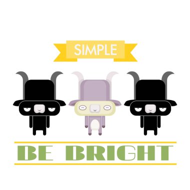 Çizgi film keçisi karakteri ile komik poster. Vektör toplama.