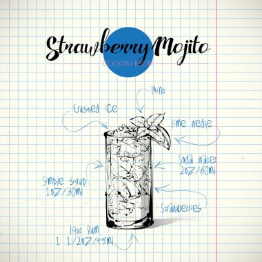 kokteyl el çekilmiş resmi. vektör toplama.