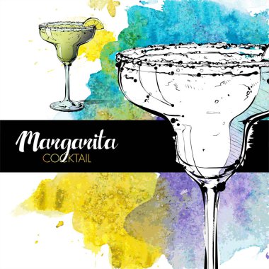 kokteyl el çekilmiş resmi. vektör toplama.