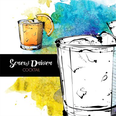 kokteyl el çekilmiş resmi. vektör toplama.