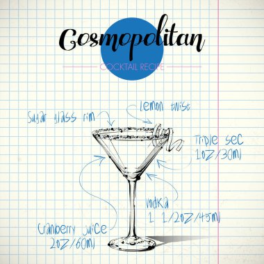 kokteyl el çekilmiş resmi. vektör toplama.