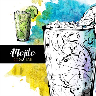 kokteyl el çekilmiş resmi. vektör toplama.