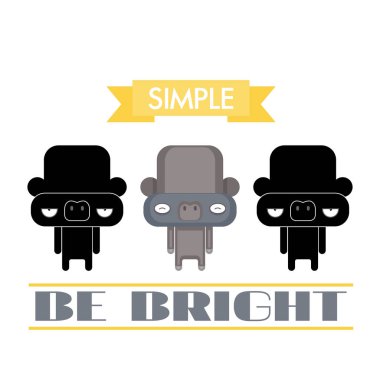 Çizgi film gorilly karakteri ile Komik poster. Vektör toplama.