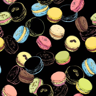 Macaroons dikişsiz desen. Vektör, çizim stili.