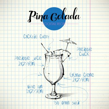 kokteyl el çekilmiş resmi. vektör toplama.