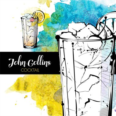 kokteyl el çekilmiş resmi. vektör toplama.