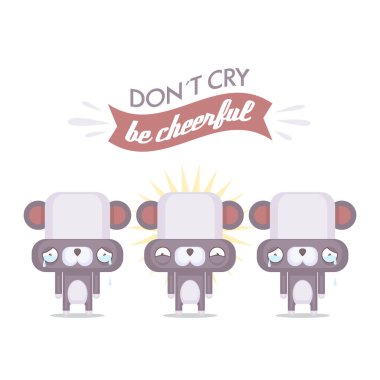 Çizgi film panda karakteri ile komik poster. Vektör toplama.