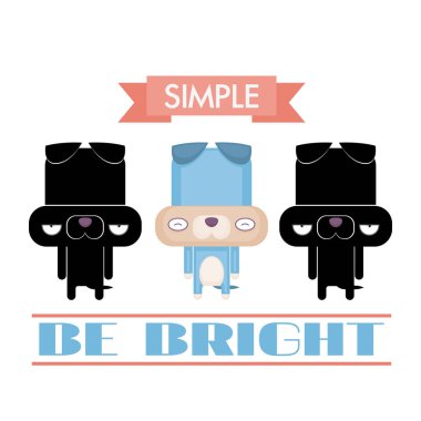 Sevimli panda ile Vektör romantik illüstrasyon.