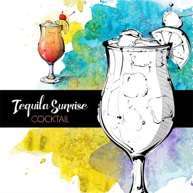 kokteyl el çekilmiş resmi. vektör toplama.