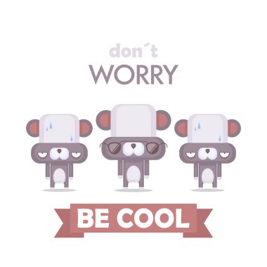 Çizgi film panda karakteri ile komik poster. Vektör toplama.