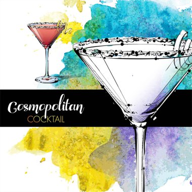 kokteyl el çekilmiş resmi. vektör toplama.