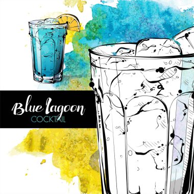 kokteyl el çekilmiş resmi. vektör toplama.