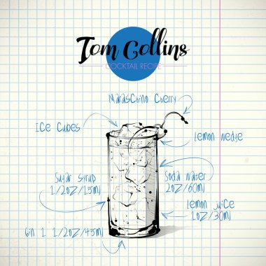 kokteyl el çekilmiş resmi. vektör toplama.