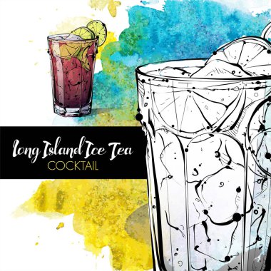 kokteyl el çekilmiş resmi. vektör toplama.