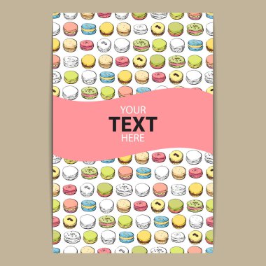 Makaronlu tebrik kartı. vektör+çizim stili.