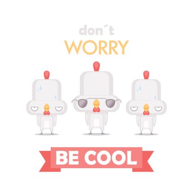 Çizgi film kuş karakteri ile komik poster. Vektör toplama.