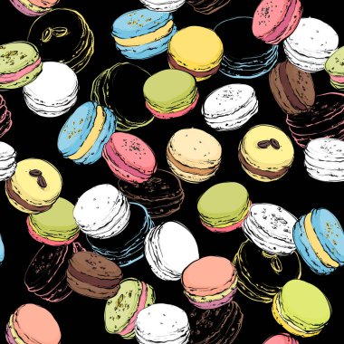 Macaroons dikişsiz desen. Vektör, çizim stili.