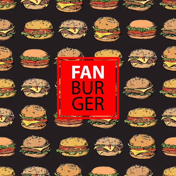 ハンバーガー付きベクトルバナー. — ストックベクタ