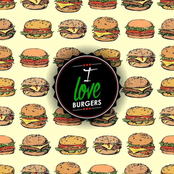 Bannière vectorielle avec hamburgers . — Image vectorielle