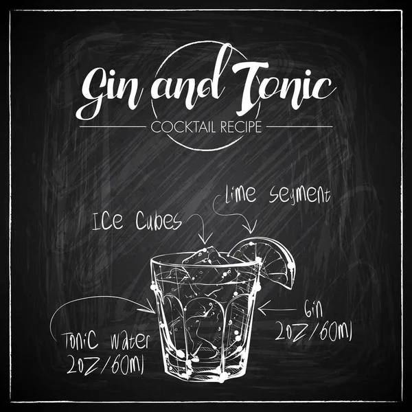 Bir tebeşir tahtası arka plan üzerinde el çizilmiş kokteyl illüstrasyon. Vektör toplama.