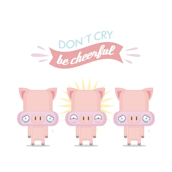 Funny poster with cartoon pig character. Vector collection. — Stock Vector