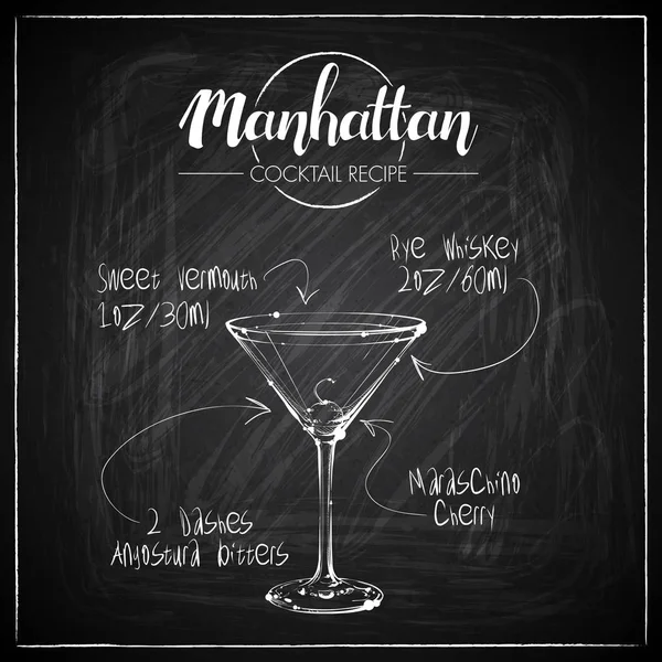 Hand Drawn Cocktail Illustration Chalkboard Background Vector Collection — Stock Vector