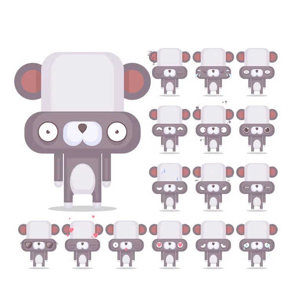 Vektor-Set von 16 Panda-Zeichen Emotionen. Tiersammlung. — Stockvektor