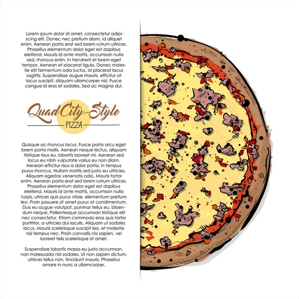 Handgezeichnete Illustration Der Pizza Platz Für Ihren Text Vektorsammlung — Stockvektor