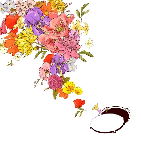 Анотація Векторна ілюстрація люльки і квітів . — стоковий вектор