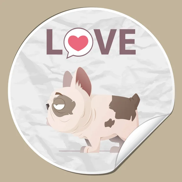 Sticker avec personnage drôle de chien de dessin animé. Illustration vectorielle . — Image vectorielle