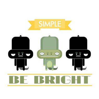 Karikatür aligator karakteri ile komik poster. Vektör toplama.