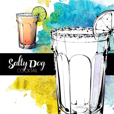 kokteyl el çekilmiş resmi. vektör toplama.