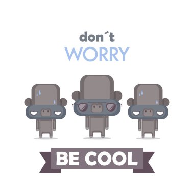 Çizgi film gorilly karakteri ile Komik poster. Vektör toplama.