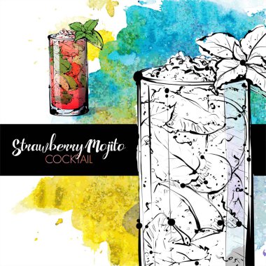 kokteyl el çekilmiş resmi. vektör toplama.