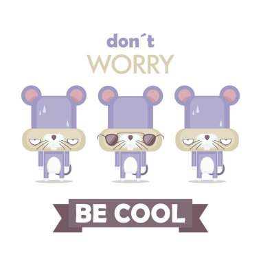 Çizgi film fare karakteri ile komik poster. Vektör toplama.