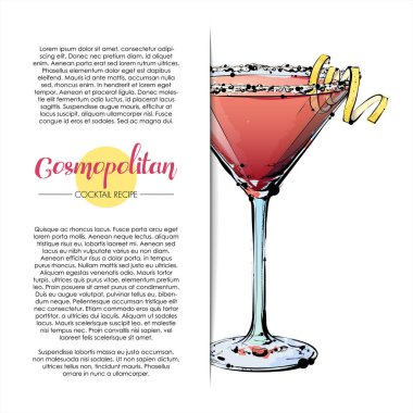 kokteyl el çekilmiş resmi. vektör toplama.