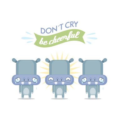 Çizgi film su aygırı karakteri ile komik poster. Vektör toplama.