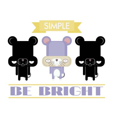 Çizgi film fare karakteri ile komik poster. Vektör toplama.