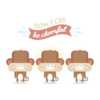 Çizgi film maymun karakteri ile komik poster. Vektör toplama.