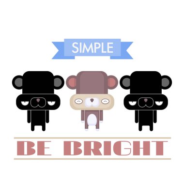 Çizgi film ayı karakteri ile komik poster. Vektör toplama.