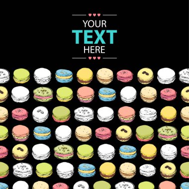 Makaronlu tebrik kartı. vektör+çizim stili.