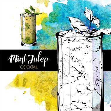 kokteyl el çekilmiş resmi. vektör toplama.