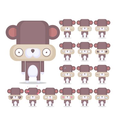 Vektör seti 16 ayı karakter duygular. Hayvan koleksiyonu.