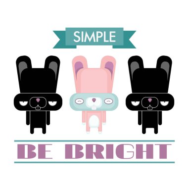 Çizgi film tavşan karakteri ile komik poster. Vektör toplama.