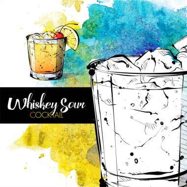 kokteyl el çekilmiş resmi. vektör toplama.