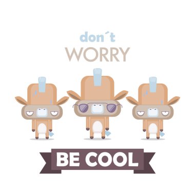 Çizgi film at karakteri ile komik poster. Vektör toplama.